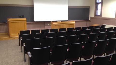 Classroom with fixed chairs
